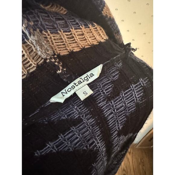 NOSTALGIA Blue Pattern Cardigan Size Small - Picture 6 of 7